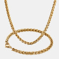 Street Cool 18k Real Gold Plated Wheat Chain Necklace and Bracelet Set for Men Gifts Figaro Link Miami Cuban Chain Jewelry Sets