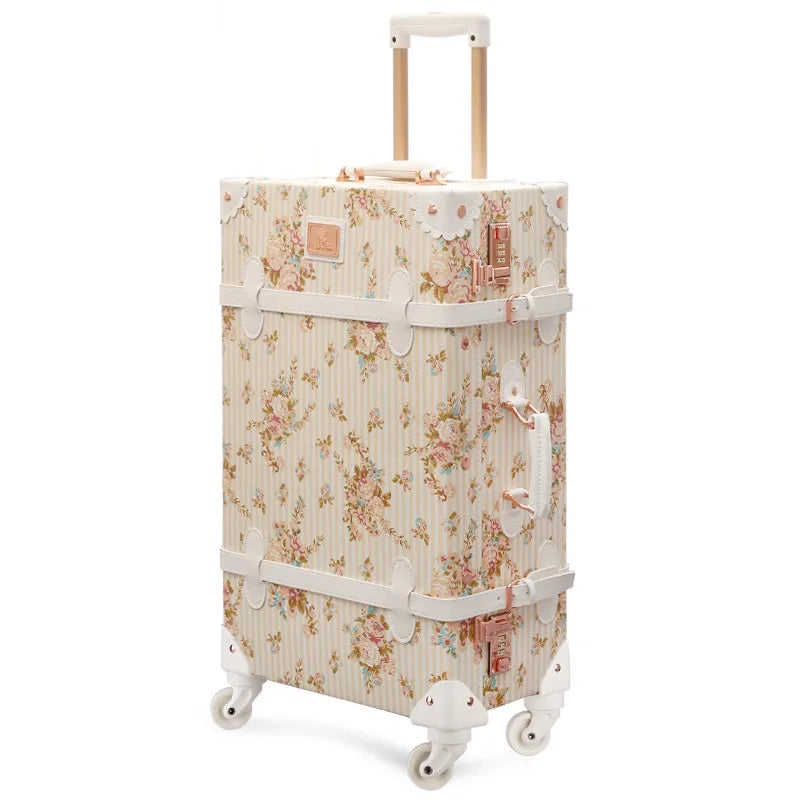 Hot Sale Luxury Vintage Travel Trolley Box Retro Style Tsa Lock Suitcase Spinner Wheels with PU Leather New Vintage Luggage Sets