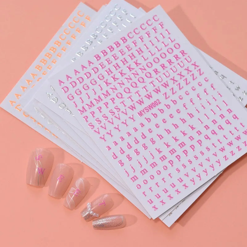 12Colors Letter 8*10cm Nail Stickers Transfer Decals DIY Neon Nail Art Decorations Manicure 3D Sliders Salon