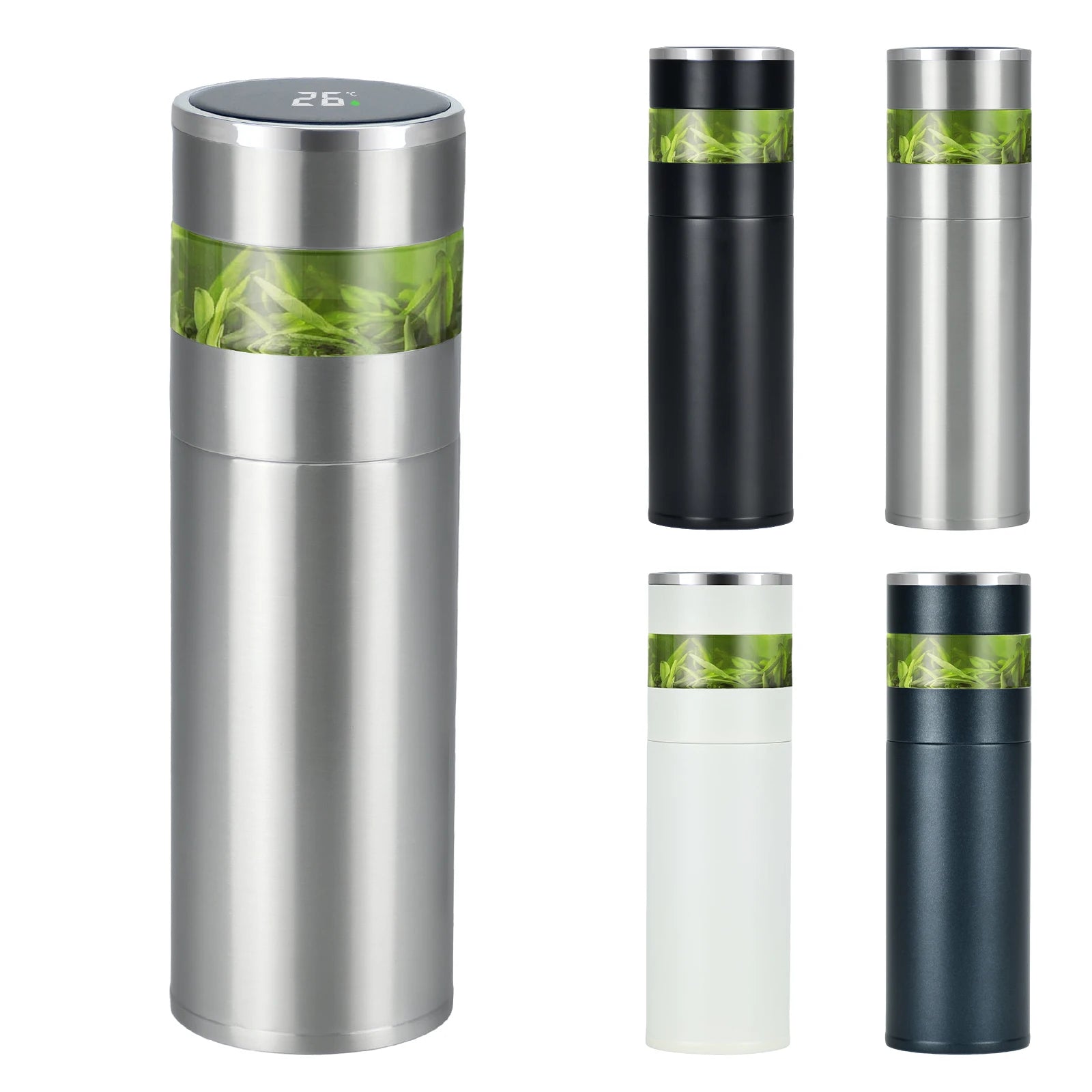 Sustainable 450ml Double Wall Stainless Steel Insulated Vacuum Tea Cup Digital Temperature Display for Office Use