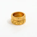 Joolim Jewelry 18K Gold Plated Stainless Steel Dainty Rings Narrow Triangle Fresh-cut Pattern Trendy Style Women Parties Gifts