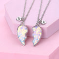 Fashion 2 Pcs/set Macaron Colors Heart-Shaped Sequin Oil Drop Magnetic BFF Necklace Couple Friendship Best Friend Gift