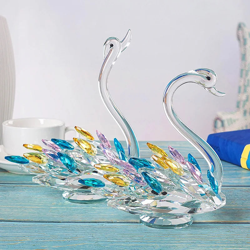 Diy New Unique Lovely Crystal Swan Crystal Sculpture Crafts for Home Decor Crystals and Wedding Favors Gifts