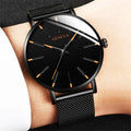GENEVA Minimalist Watch for Men Top Reloj Luxury Ultra Thin Quartz Wristwatches Casual Business Steel Mesh Belt Men's Watches
