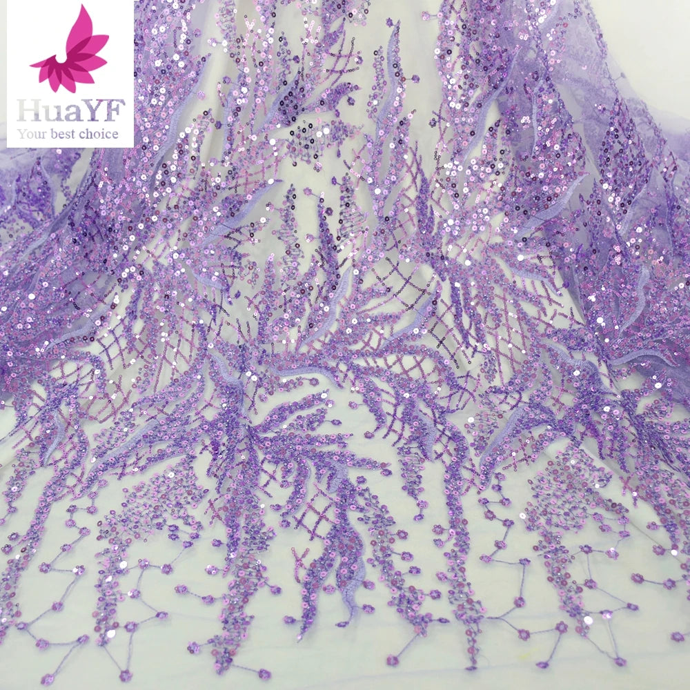 HY1588 Fashion Multicolor Tulle Fabrics With Shiny Sequins Lace for Party Dress Wedding Dress Lace Manufacturers