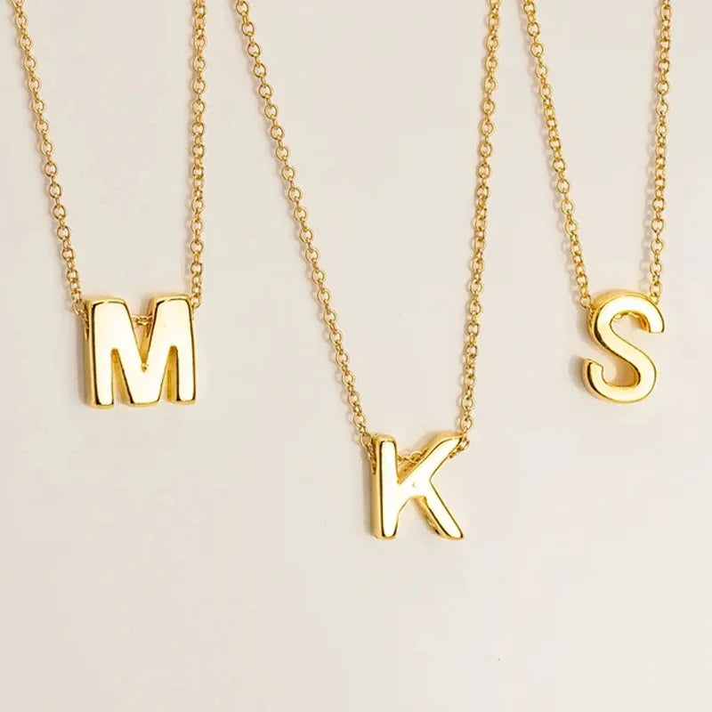 Fancy Gold Plated Letter Necklace Simple Creative 26 Initial Necklace Gifts for Women