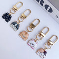 Cute Anime Purse Bag Charm Cartoon Metal Enamel Cat Kitten Keychain Accessory for Women