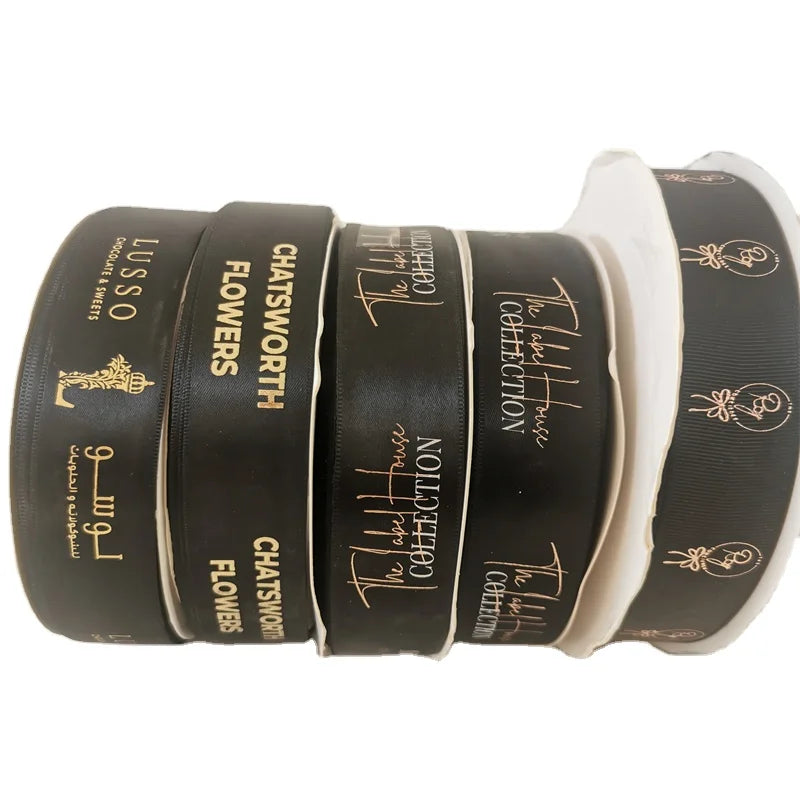 Grosgrain logo Customized Printed Satin Ribbon Factory Wholesale 5/8inch Grosgrain logo Customized Printed Satin Ribbon