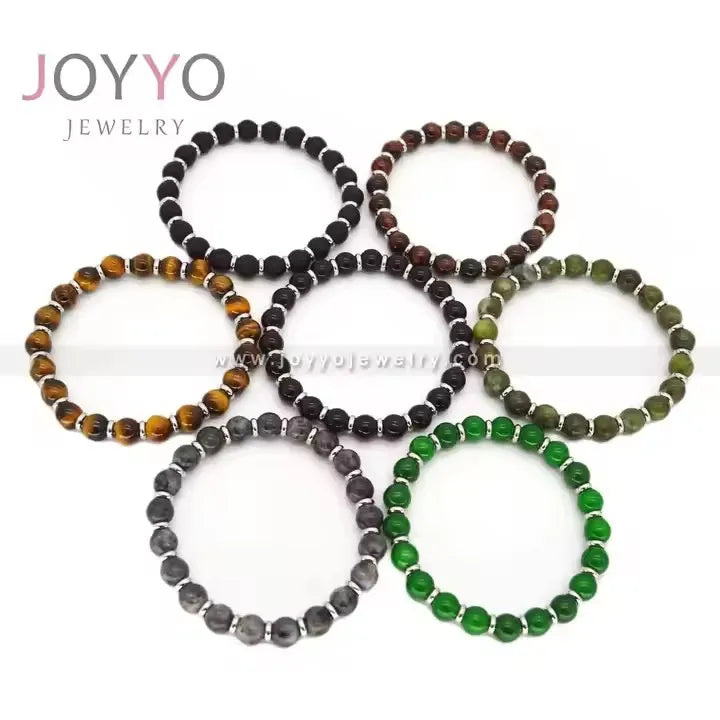 Simple Elegant Niche Original Design Accessories Round Disc 8mm Natural Black Obsidian Bracelet Separated by Beads Hand String