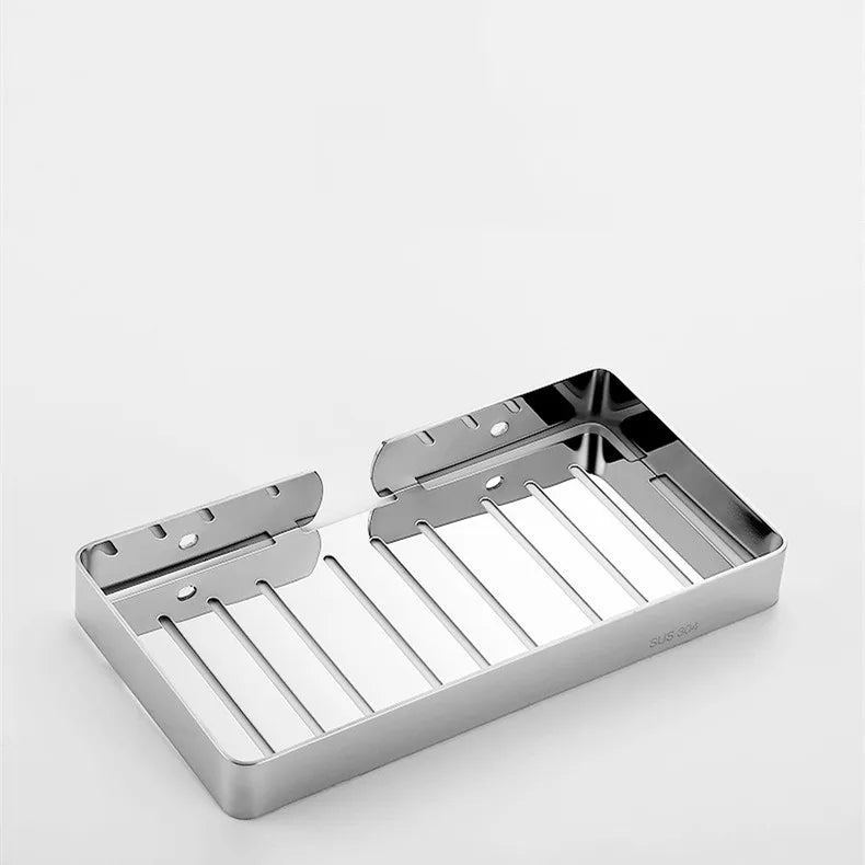 Durable Stainless Steel Wall Mounted Soap Dish Holder Drilling Free Bathroom Soap Rack with Drainage Net