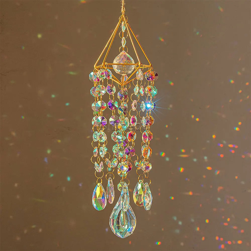 Hanging Crystal Suncatcher Wind Chimes Ball Prism Sun Catcher Rainbow Sun Catcher Wind Chimes for Garden Outdoor Home Window