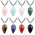 Fashion Multi-Color Natural Agate Stone Droplet Shaped Crystal Pendant Necklace Healing Stone Bead Handicraft for Unisex As Gift