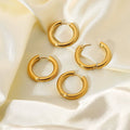 New Arrival 18K Gold Plated Stainless Steel Double Layer Plated Soild Hoop Earrings
