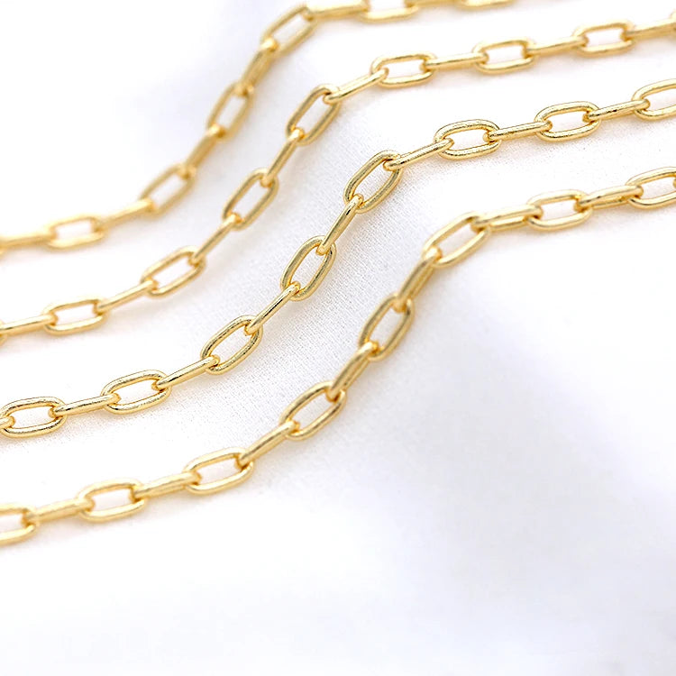 Jewelry Accessories New Design 14K Gold Plated Rectangular Link Chain for Necklace Bracelet Making