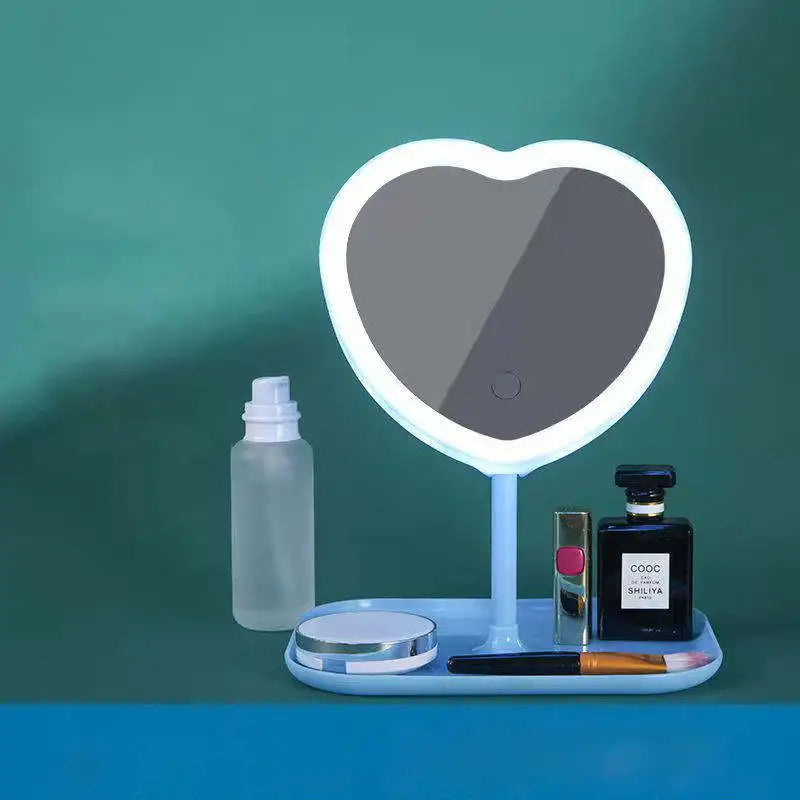 LED Vanity Mirror Detachable Makeup Mirror Heart Shape Cosmetic Mirror with LED Lights for Gift Birthday