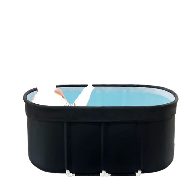 New Arrival Portable Eco-friendly Plastic Cold Ice Bath Tub Black Oval Folding Design Lid Wholesale Price Soaking Therapy Ice