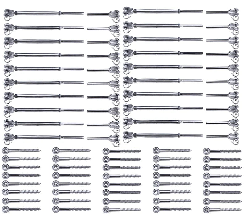 Adjustable Angle Cable Railing Hardware Kit Fit 1/8" Stainless Steel Wire Rope Cable