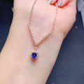 Factory Supply Hug Long Beaded 925 Sterling Silver Oval Cut Natural Sapphire Lariat Pendant Necklace