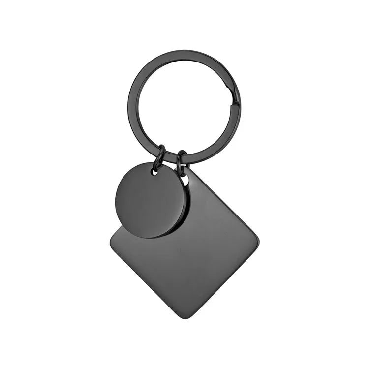 New Style square Tag Stainless Metal Steel Blank Tags Engraving Key Ring