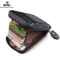 Men's Wallet Genuine Leather Credit Card Holder RFID Blocking Zipper Pocket Men Bag