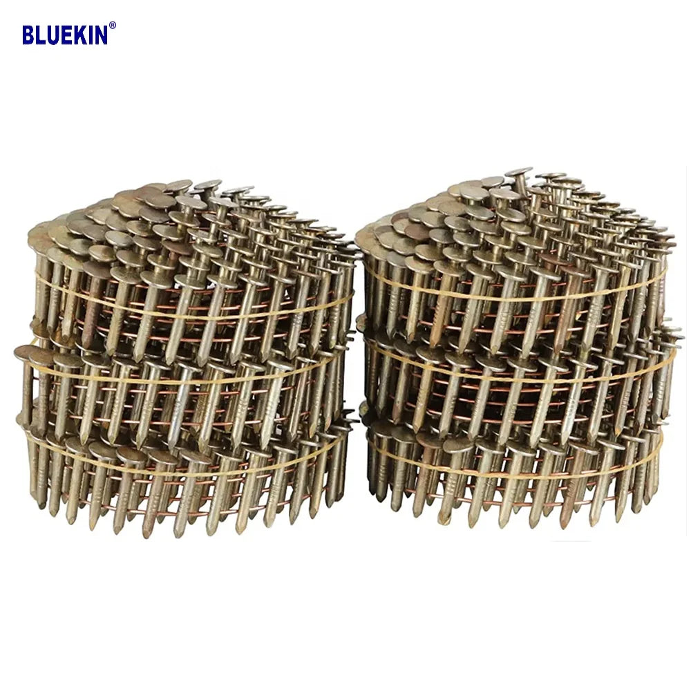 BLUEKIN CRN1 Electro Galvanized Iron Smooth Shank Big Head 1 1/4 Coil Roofing Nails 3/4"-2" Length for USA Market