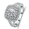 Abiding Fine Jewelry Cushion Cut White Cubic Zirconia Statement Ring 925 Sterling Silver Wedding Engagement Ring for Women