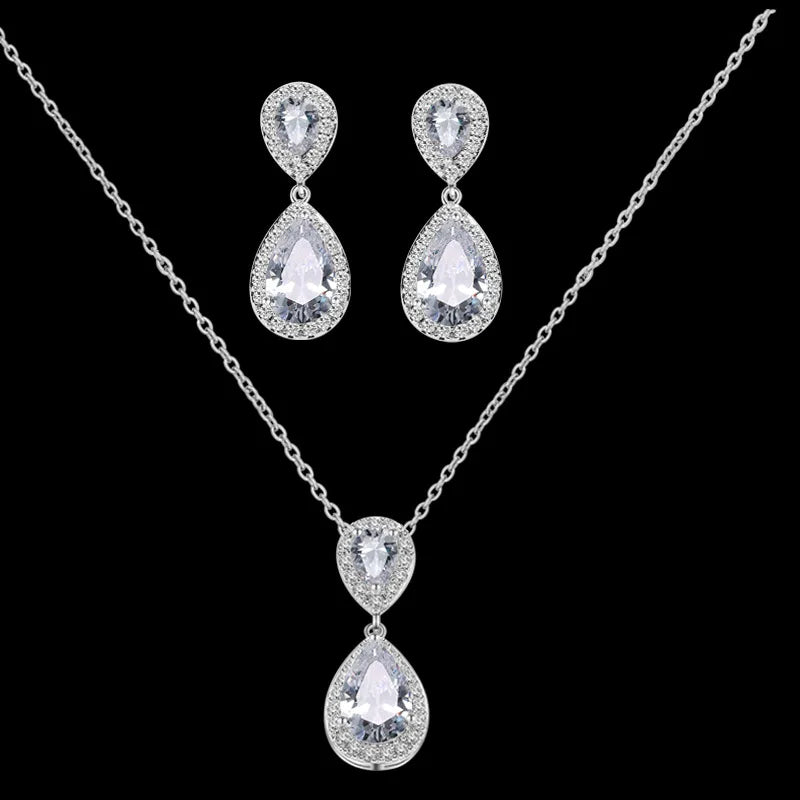 ROMANTIC Simple Style Top Quality Cubic Zirconia Wedding Accessories Bridal Jewelry Sets