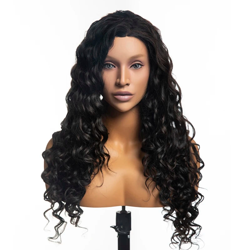 Realistic Mannequin Head With Shoulder Makeup Jewelry Display Africa Head Display Mannequin