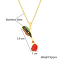 BINSHUO Wholesale Custom Stainless Steel Jewelry Drop Oil the Federation of Saint K-itts and Nevis Flag Map Men Pendant Necklace