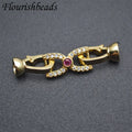 Fashion Design Anti Rust Nickel Free Gold Plated CZ Pave Beads Big Size Irregular Shape Spring Bracelet Clasps