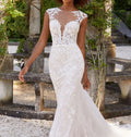 S1440T Boho Chic Bride Vestido De Noiva White Backless Lace Mermaid Wedding Gown With Removable Skirt A-Line Chapel Train