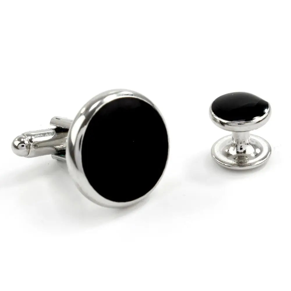Classic Men's Stainless Steel Cufflinks and Rivets Set Fashion Tie Clip for Business & Wedding Tuxedo Shirts with Gift Box
