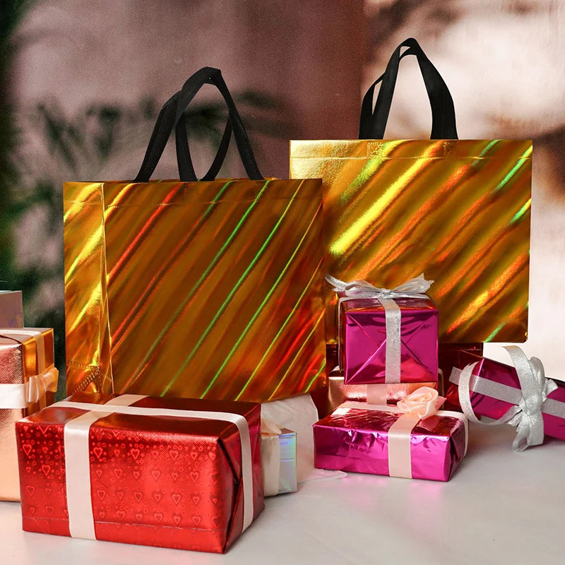 Aluminum Film Bag Birthday Gift Bag Eco-friendly Non-woven Fabric Bag Laser Film Handbag