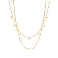Simple Model Fashion Jewelry Jewelry 18K Gold-plated Stainless Steel Double Layer Tassel Sequins Bead Chain Necklace for Women