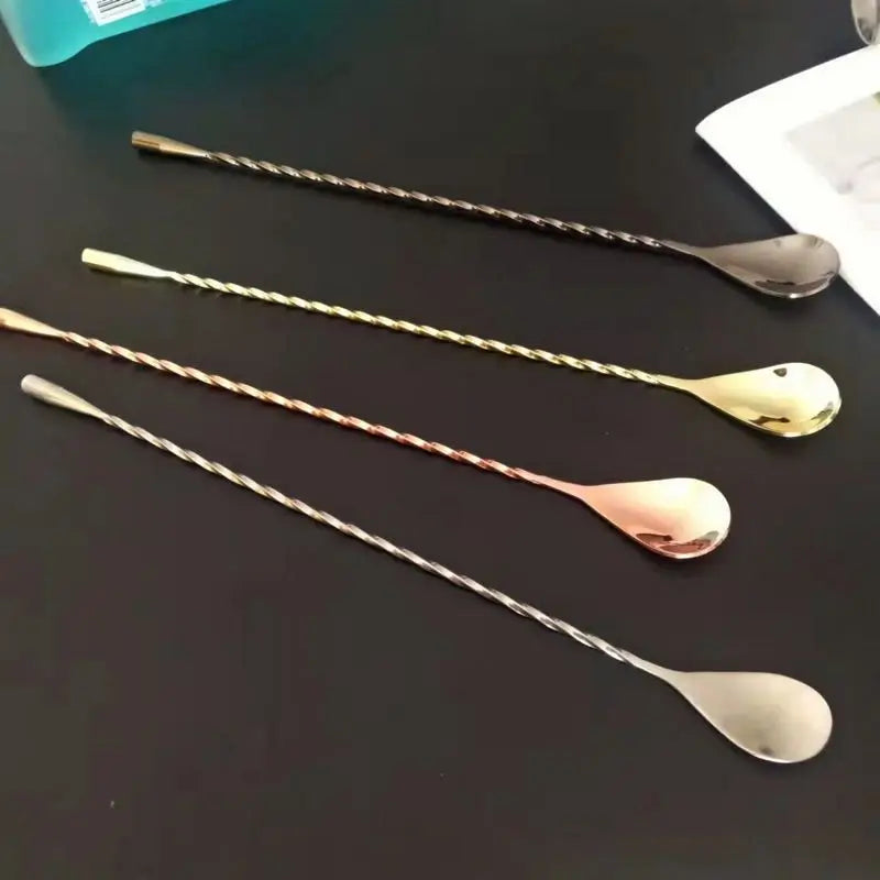 Hot Sale bar Tool Water Drop Mixing Spoon 30cm Stainless Steel Spiral Grain Juice Mixing Spoon