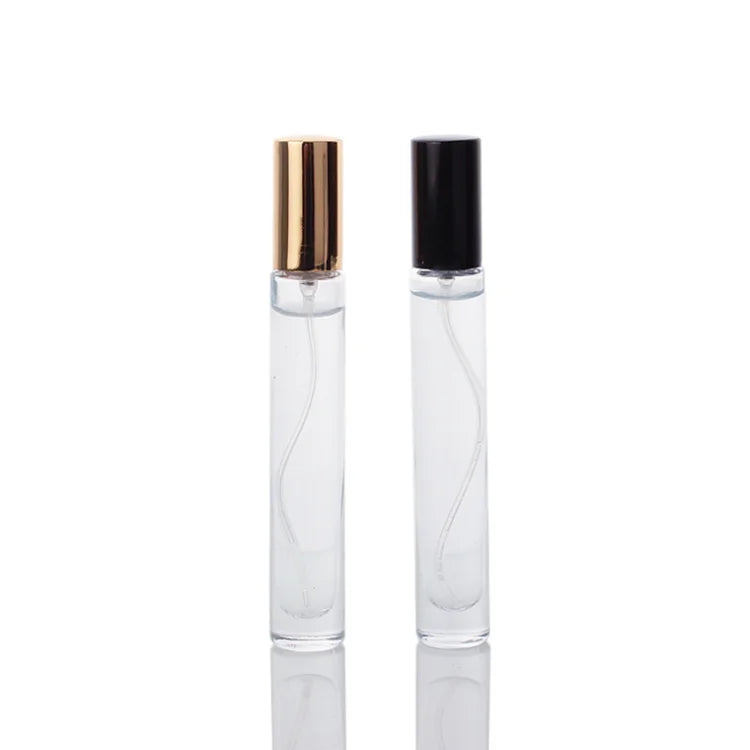 10ml Mini Portable Transparent Tall Round Shape Perfume Glass Bottle Mist Spray Top for Travel With Metal Lid