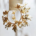 KAIMEI 2025 New Arrival Fashion Jewelry White Metal Lafite Grass Flower C-shaped Earrings Korean Design Gold Big Hoop Earrings