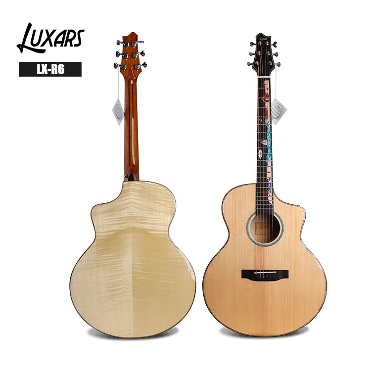 LX-R6 2020 NEW Custom Artwork Fretboard Inlay Flamed Maple Solid Top Acoustic Guitar