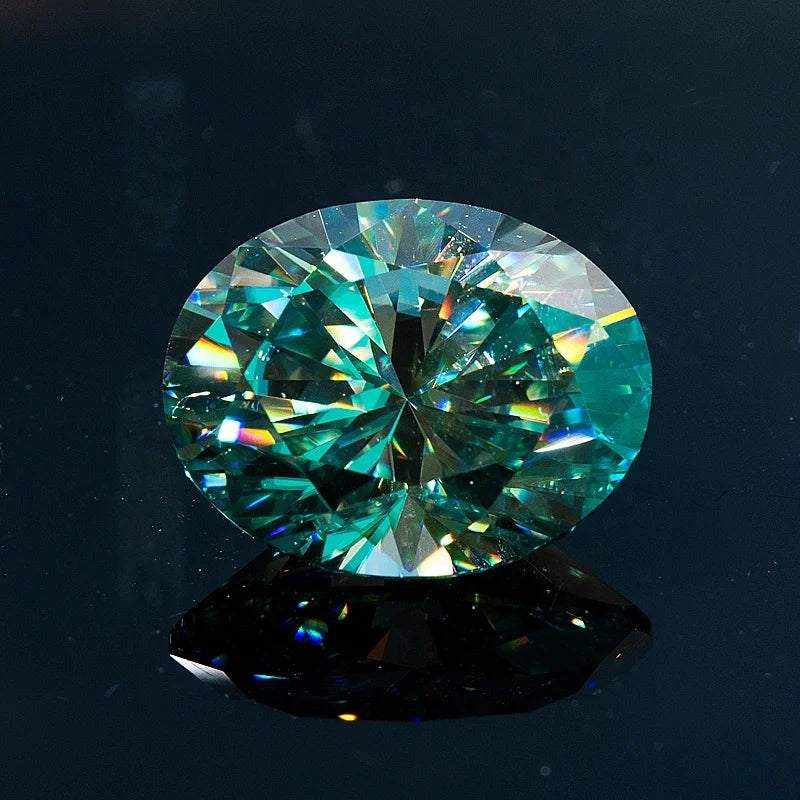 Wholesale 0.3-5ct Green Oval Moissanite Stone Gra Certificate Loose Moissanite Stone