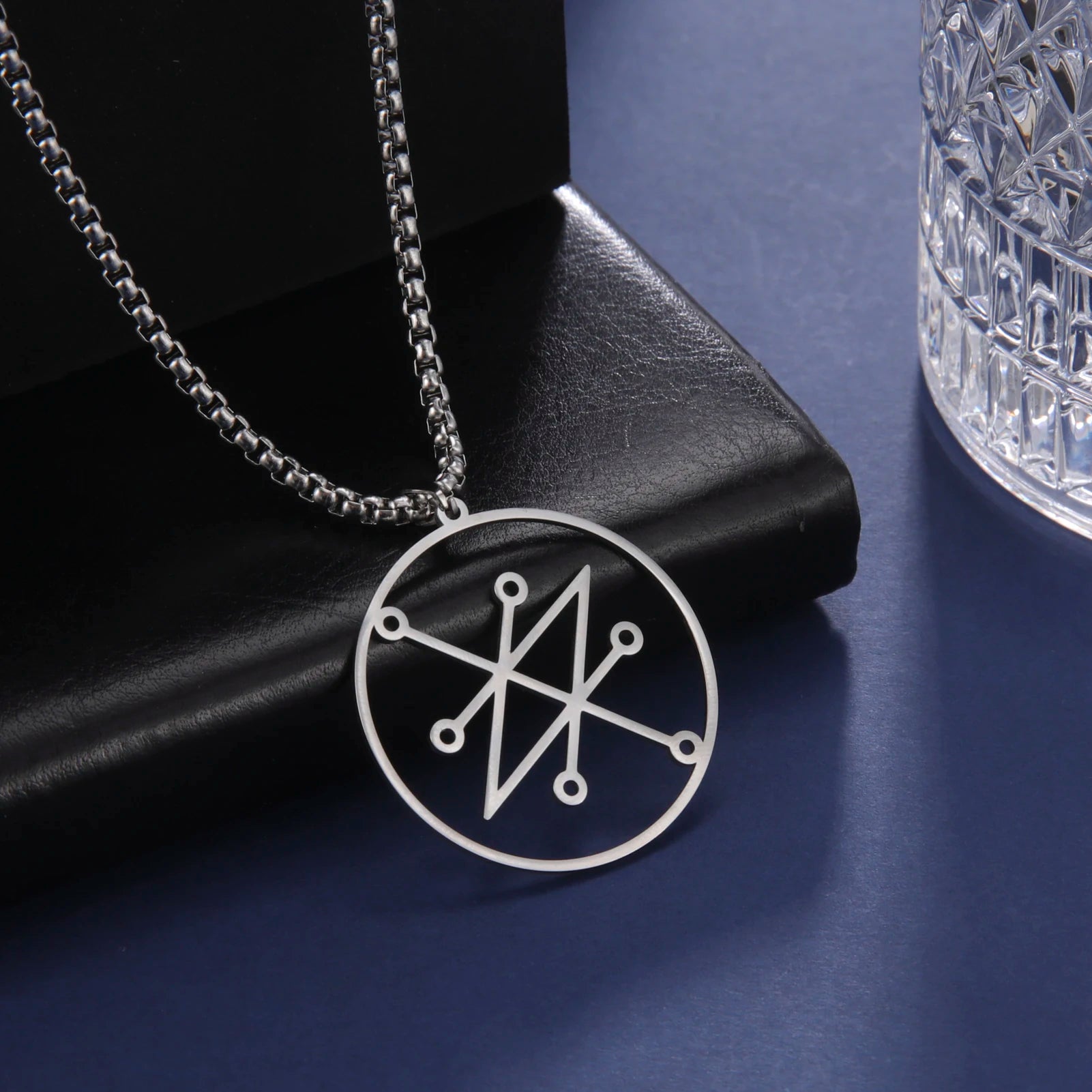 Hot Selling Azazel Sigil Pendant Necklace Stainless Steel Demonic Symbol Sign Jewelry Solomon Demon Seal Occult Amulet Jewelry