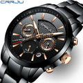 CRRJU 2212 Men Luxury Watch Top New 30m Waterproof Full Steel Chronograph Male Clock Oval Case Shape 22mm Band Width 42mm Dial