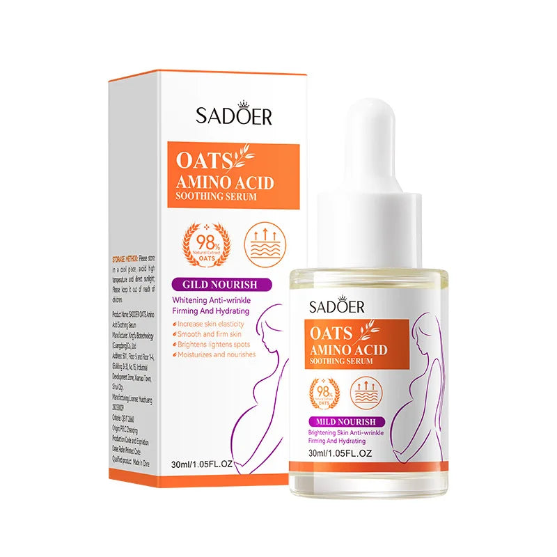 New Arrival SADOER Oats Amino Acid Face Serum Nourish Fragile Skin Pregnancy Serum Hydrating Whitening Anti Wrinkle Facial Serum