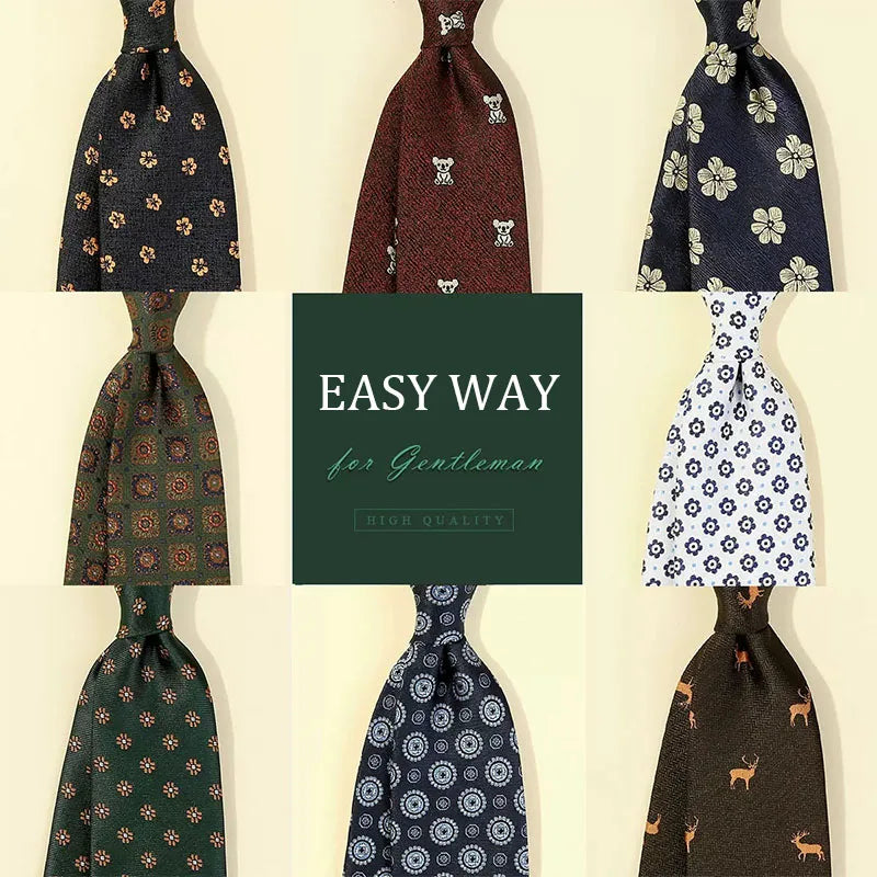 European and American Retro Senior Men's Tie 8cm Business Casual Korean Suit Youth Fashion Trend Polka Dot Floral Tie