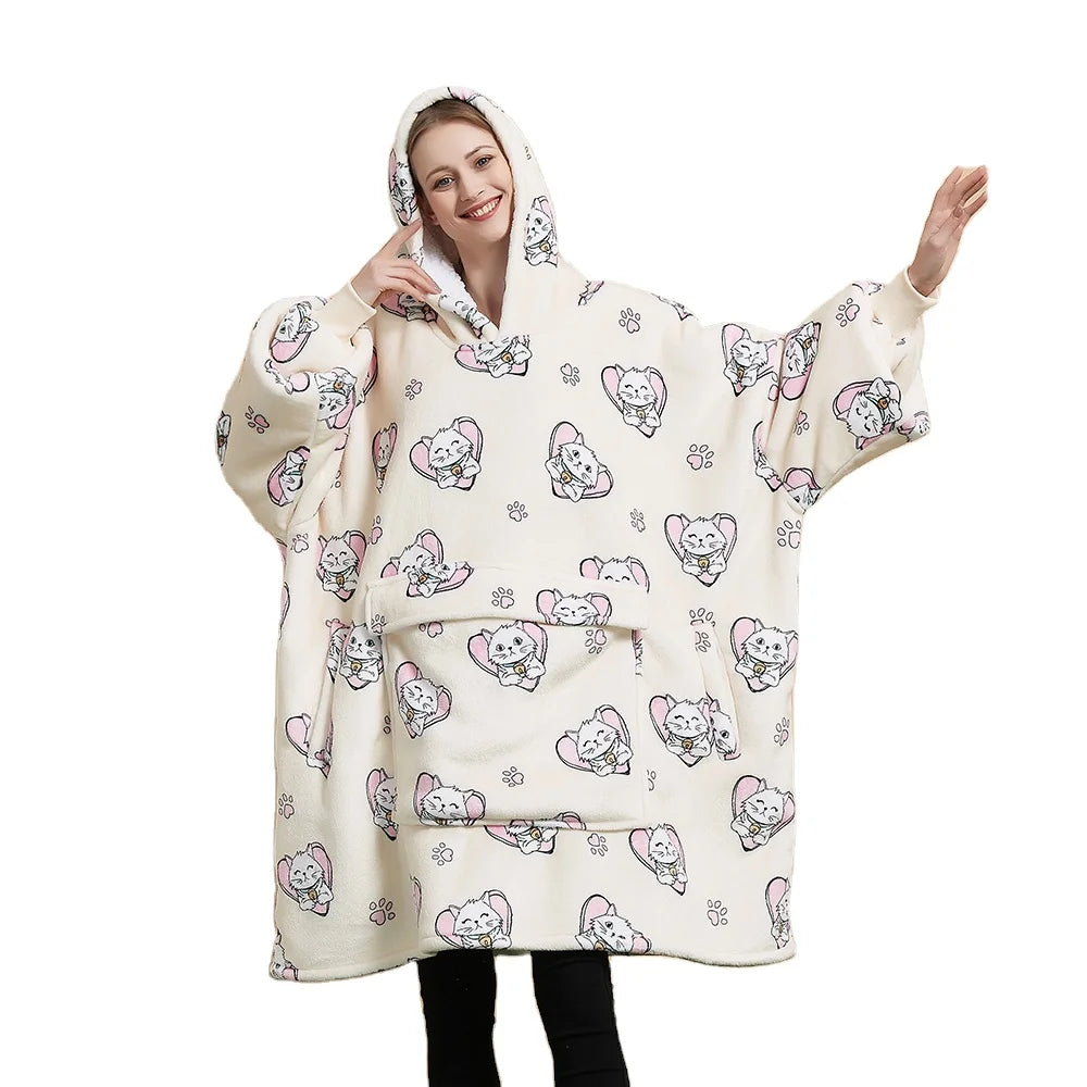 Wholesale Fleece Hoodie Blanket Oversized Wearable Sweatshirt Custom Giant Blanket Hoodie