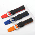 Wholesale Customize Two-tone Cheap Retro Silicone Watch Band Waterproof Black Blue Rally Tropic Sports Rubber Watch Straps