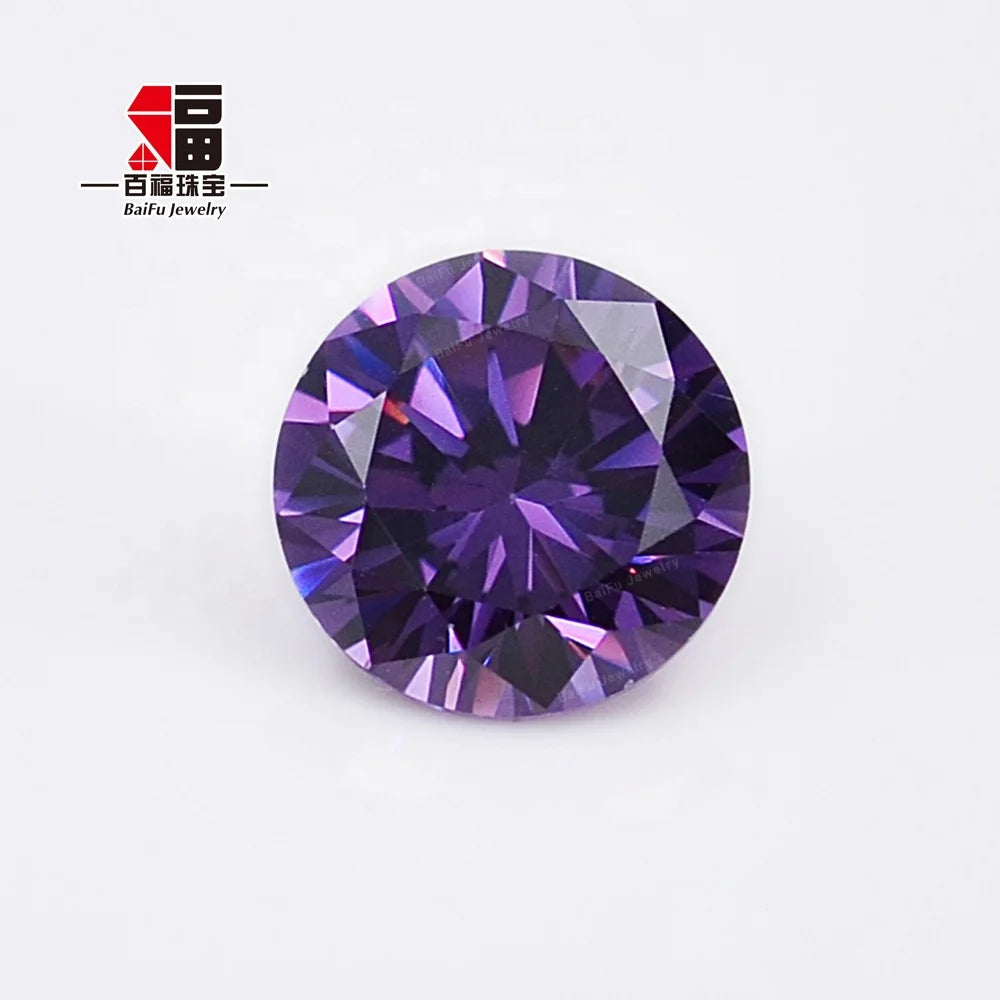 Baifu Loose Amethyst CZ Round Brilliant Cut 1.0-3.0mm Wholesale