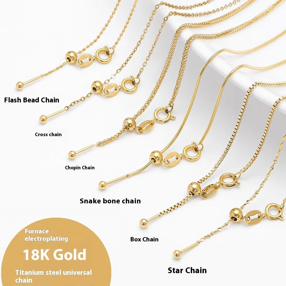 46 cm High-Grade Titanium Steel Necklace for Women Light Luxury Niche Design Pin-Type Universal Chain Stainless Steel Chain