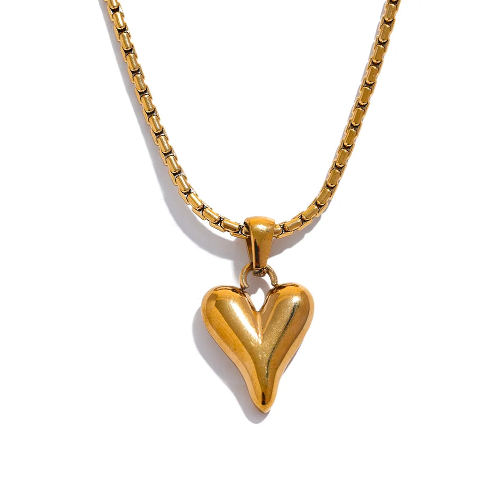 JINYOU 1505 High Quality 316l Stainless Steel Heart Love Pendant Necklace Gold Silver Romantic Charm Textured Jewelry Women Gift