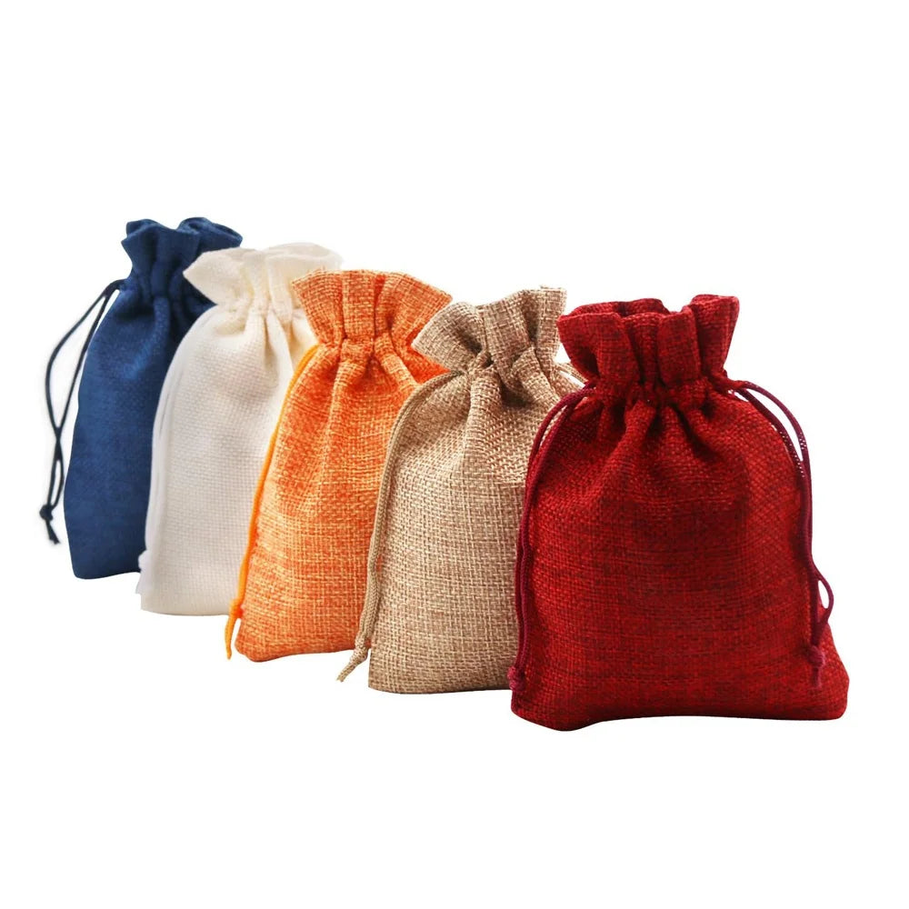 Wholesale Cheap Durable Natural Burlap Linen Jute Washable Customizable Small Pouch Drawstring Gift Bag 9*12cm MHC DWL-07