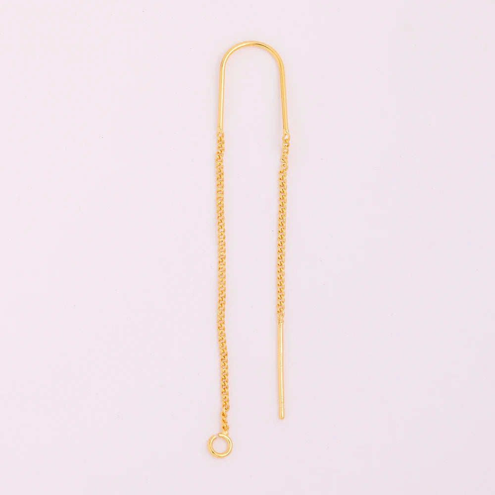 18K Gold Plated Brass Earring Wire Statement Luxury Party Earrings U-shaped Single Buckle Chain Earrings Wire
